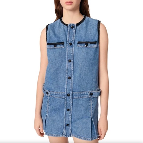 Racky Denim Dress with Embroidered Trim - Picture 1 of 7